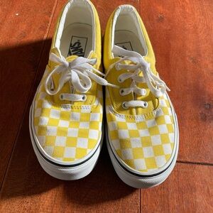 Vans Yellow and White Checkered Sneakers